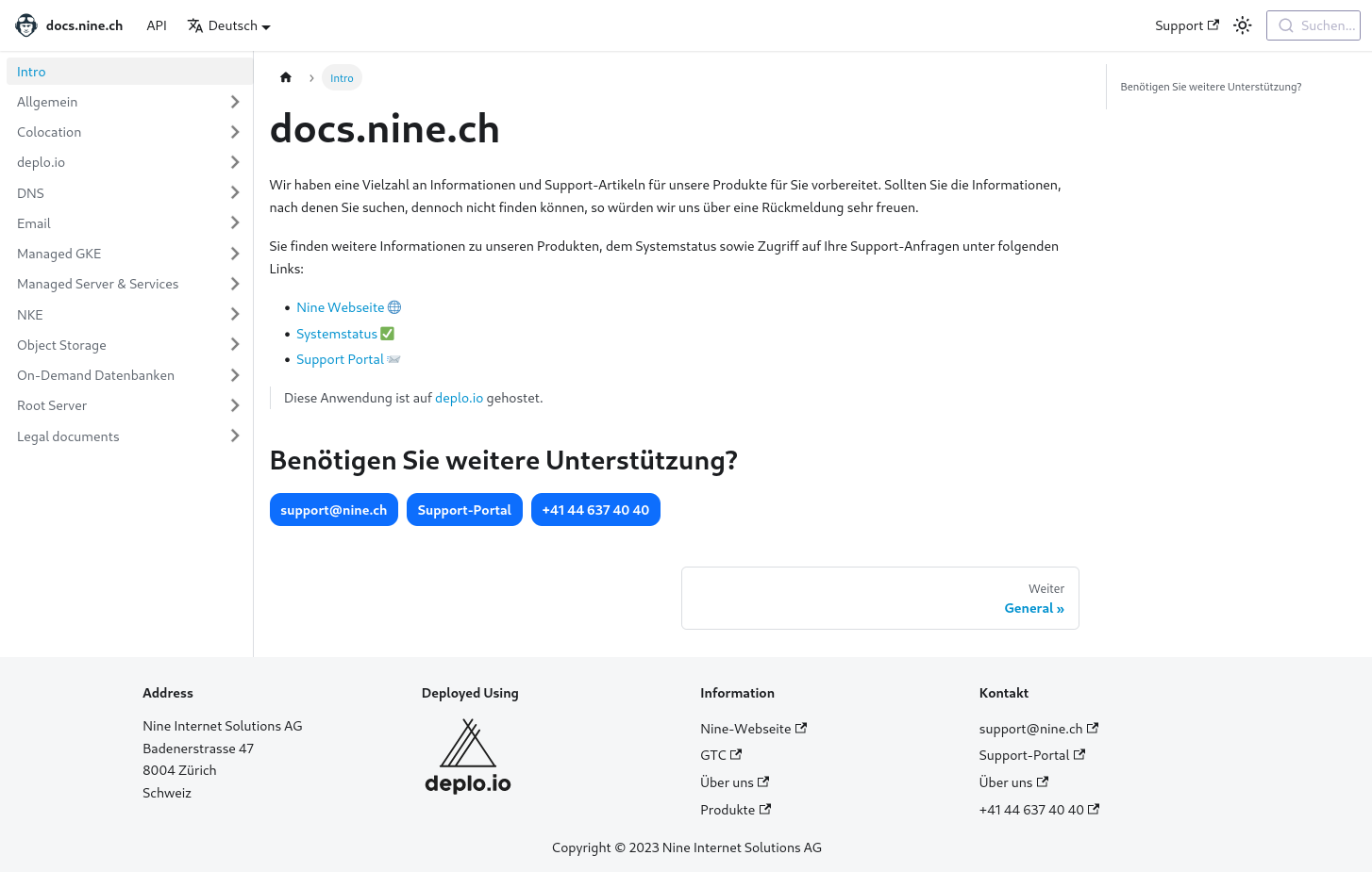 Relaunch von docs.nine.ch mit Docusaurus auf Deploio!