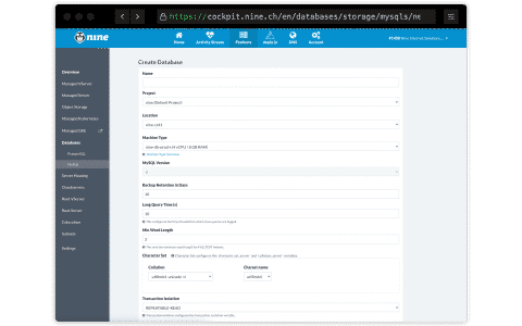 Cockpit: Create Database